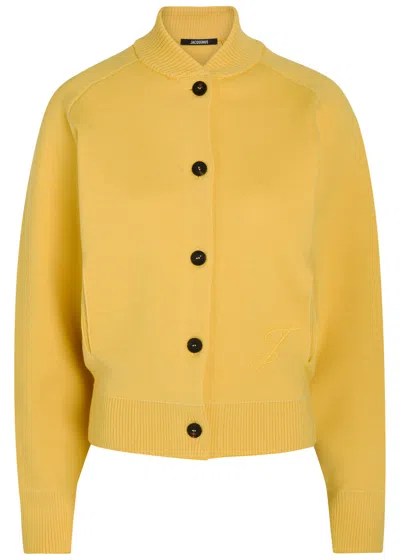 Jacquemus Le Cardigan Lavande Merino-blend Cardigan In Yellow