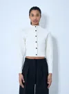 Jacquemus Womens Off-white The Scala Croc-embossed Woven-stretch Cardigan In Beige