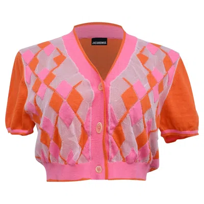Jacquemus Le Cardigan Toledo Cropped Cardigan In Multicolor Cotton In Orange