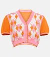 Jacquemus Ladies Multi-orange Argyle-check-pattern Cropped Top In Multi Orange
