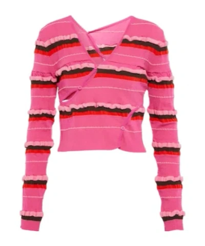Jacquemus Le Cardigan Tordu Cropped Cardigan In Pink
