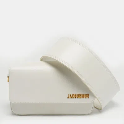 Pre-owned Jacquemus Le Carinu Logo Off White Leather Shoulder Bag