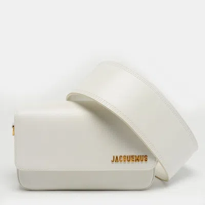 Jacquemus Le Carinu Logo Off White Leather Shoulder Bag