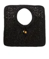 Jacquemus Carre Spiaggia Embellished Braided Raffia Tote In Black