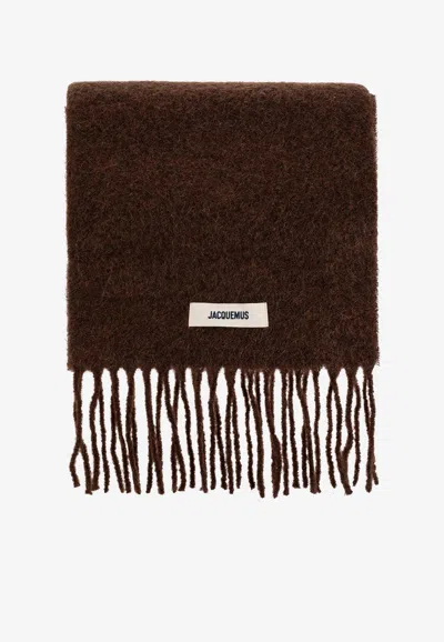 Jacquemus Le Carro Wool Scarf In Brown