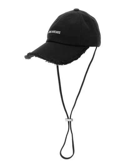 JACQUEMUS 'LE CASQUETTE ARTICHAUT' BLACK BASEBALL CAP WITH DRAWSTRING