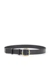 Jacquemus Salon Leather Belt Slim Adjustable Design In Black