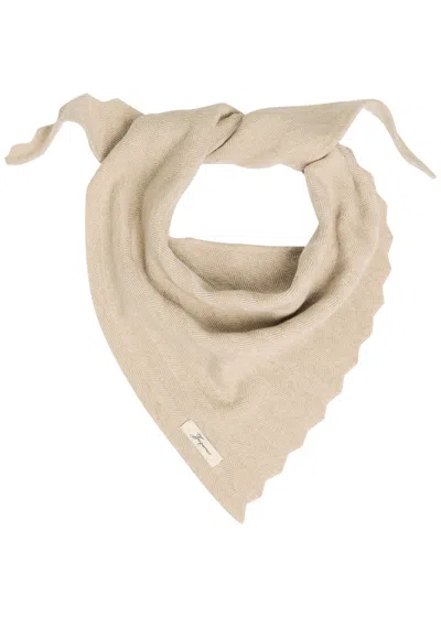 Jacquemus Le Chale Chevron Herringbone Wool And Cashmere-blend Scarf In Neutral