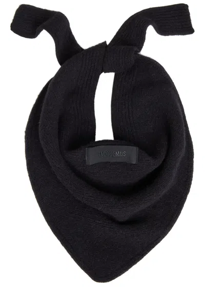 Jacquemus Le Chale Gros Grain Alpaca-blend Scarf In Black