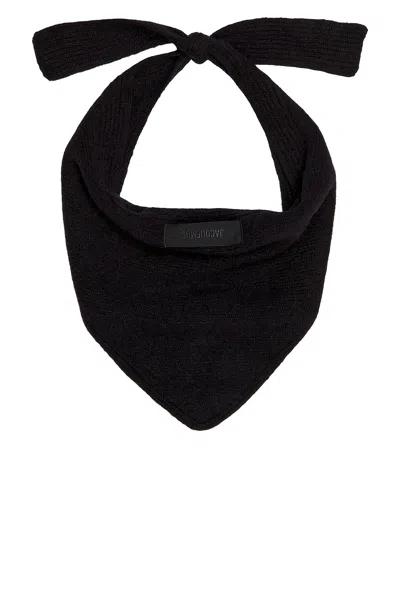 Jacquemus Gros Grain Logo Wool-blend Scarf In Black