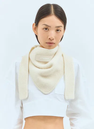 Jacquemus Le Chale Gros Grain Scarf In White