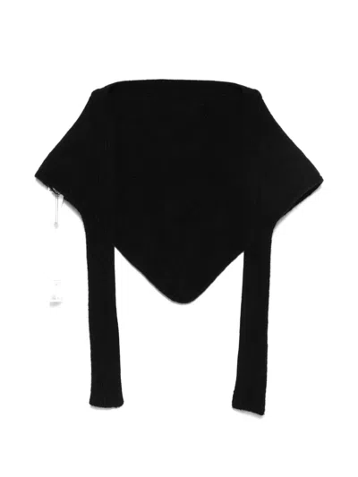 Jacquemus Cozy Ribbed Knit Scarf With Long Collar In Transparent