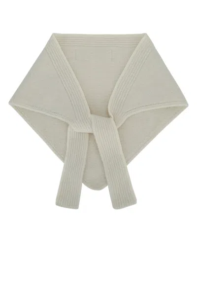 Jacquemus White Gros Grain Scarf In Alpaca Blend In Neutral
