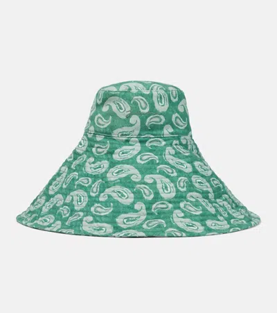 Jacquemus Le Chapeau Lagrima Floral Cotton Sun Hat In Print Pop Green Paisley