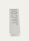 Jacquemus Le Charpe Logo Virgin Wool Scarf In Grey