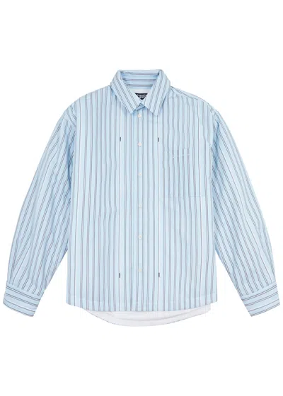 Jacquemus Le Chemise Boulanger Striped Cotton Overshirt In Blue
