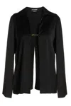 Jacquemus La Chemise Notte Black Satin Shirt With Logo Charm And Open Back Woman