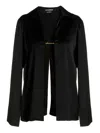 Jacquemus La Chemise Notte Black Satin Shirt With Logo Charm And Open Back Woman  In Black