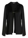 Jacquemus La Chemise Notte Black Satin Shirt With Logo Charm And Open Back Woman  In Black