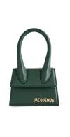 Jacquemus Le Chiquito Moyen Signature Handbag In Dark Green
