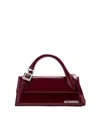 Jacquemus Burgundy Brusched Leather Le Chiquito Long Boucle Handbag In Burgundy
