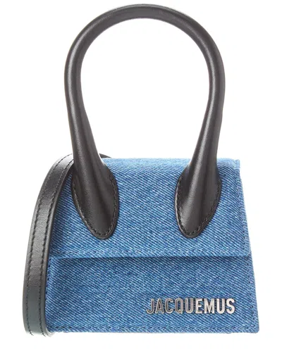 Jacquemus Le Chiquito Canvas & Leather Clutch In Blue