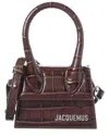 Jacquemus Le Chiquito Croc-embossed Leather Clutch In Brown