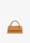 Jacquemus Le Chiquito Croc-embossed Suede Long Top Handle Bag In Beige