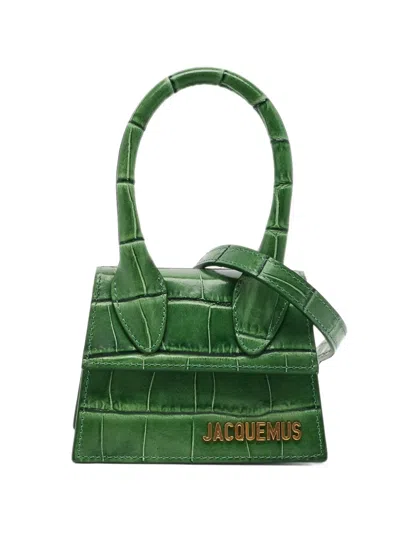 Pre-owned Jacquemus Le Chiquito Crocodile-effect Mini Handbag In Green