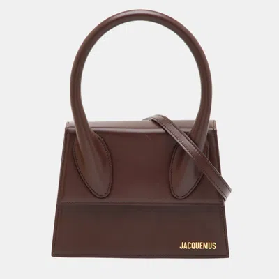 Pre-owned Jacquemus Le Chiquito Grand Dark Brown Leather Top Handle Bag