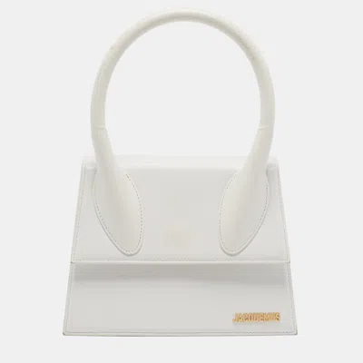 Pre-owned Jacquemus Le Chiquito Grand White Leather Top Handle Bag