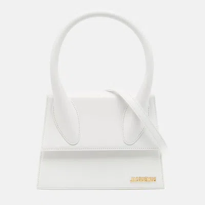 Pre-owned Jacquemus Le Chiquito Grand White Leather Top Handle Bag