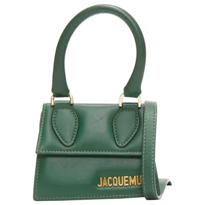 Pre-owned Jacquemus Le Chiquito Green Calfskin Gold Logo Mini Crossbody Bag