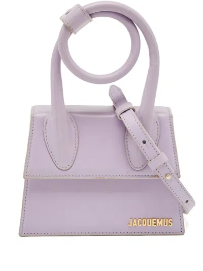 Pre-owned Jacquemus Le Chiquito Leather Rolled-handle Mini Bag In Purple