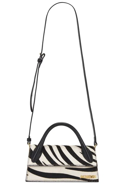 Jacquemus Le Chiquito Long Bag In Black & White Zebra