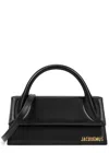 Jacquemus Le Chiquito Long Black Leather Top Handle Bag, Bag, Black In Black