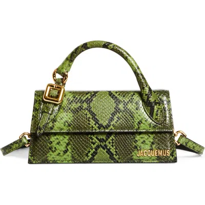 Jacquemus Python-embossed Leather Le Chiquito Long Shoulder Bag In Green