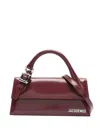 Jacquemus Burgundy Brusched Leather Le Chiquito Long Boucle Handbag In Burgundy