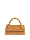 Jacquemus Le Chiquito Croc-embossed Suede Long Top Handle Bag In Brown