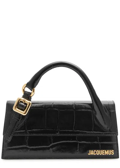 Jacquemus Le Chiquito Long Boucle Leather Top Handle Bag In Black
