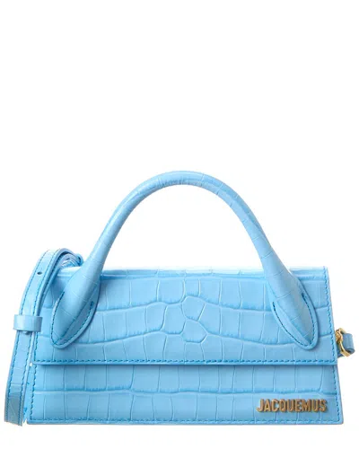 Jacquemus Le Chiquito Long Croc-embossed Leather Shoulder Bag In Blue