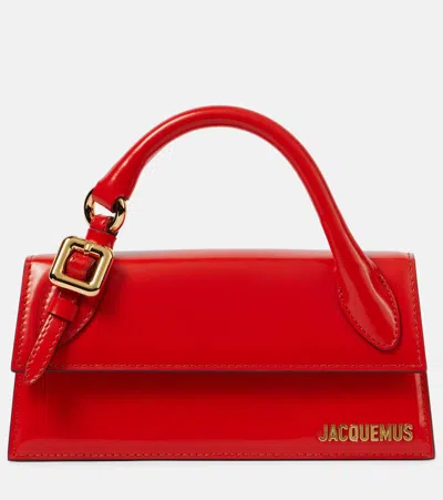 Jacquemus Le Chiquito Long Leather Shoulder Bag In Red