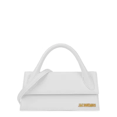 Jacquemus Le Chiquito Long Leather Top Handle Bag In White