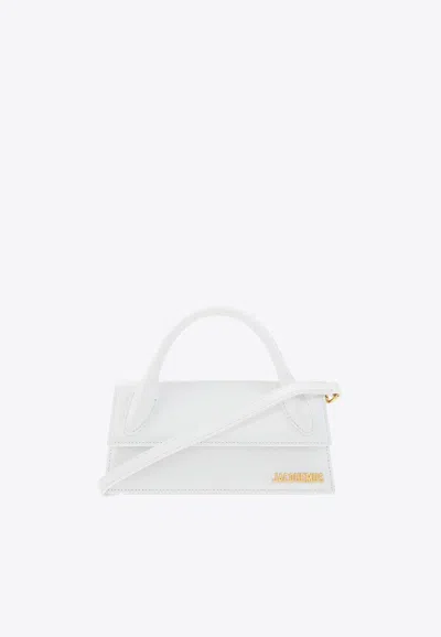 Jacquemus Le Chiquito Long Leather Shoulder Bag In White
