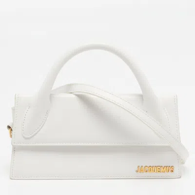 Pre-owned Jacquemus Le Chiquito Long White Leather Top Handle Bag