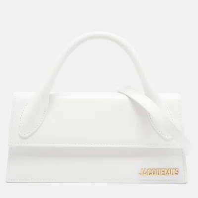 Pre-owned Jacquemus Le Chiquito Long White Leather Top Handle Bag