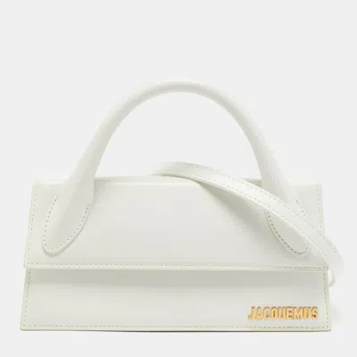 Pre-owned Jacquemus Le Chiquito Long White Leather Top Handle Bag