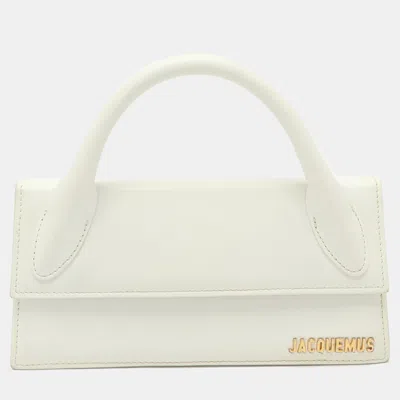 Pre-owned Jacquemus Le Chiquito Long White Leather Top Handle Bag