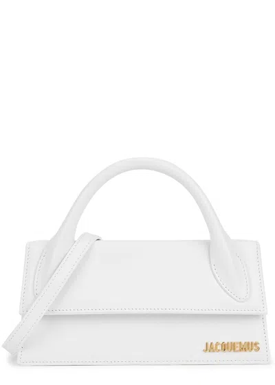 Jacquemus Le Chiquito Long White Leather Top Handle Bag, Bag, White