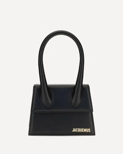 Jacquemus Le Chiquito Medium Leather Top Handle Bag In Black